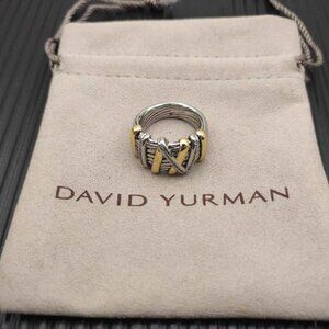 David Yurman Two-tone Gold & Sterling Silver Crossover Ring